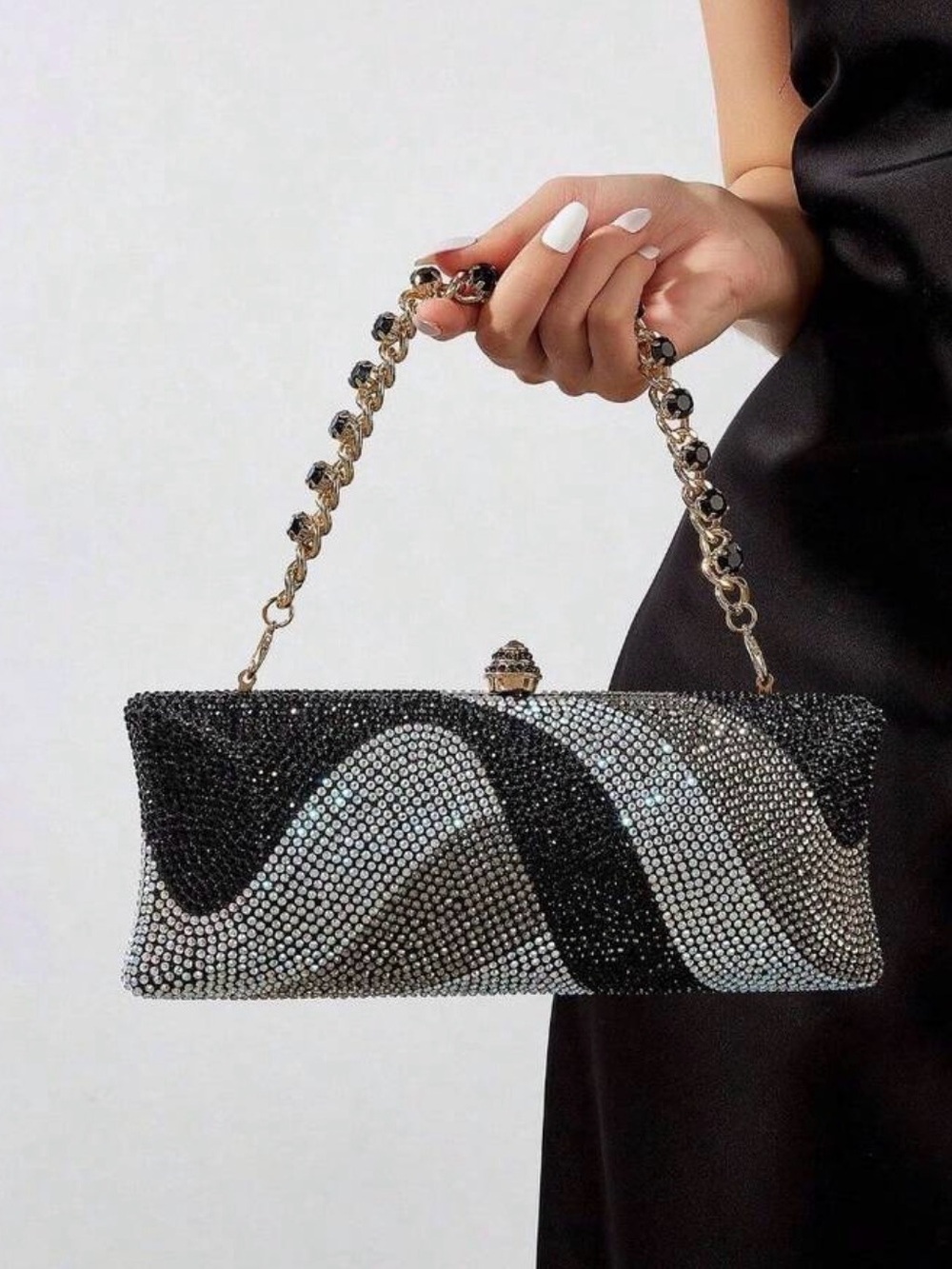 Black Crystal Evening Clutch Handbag